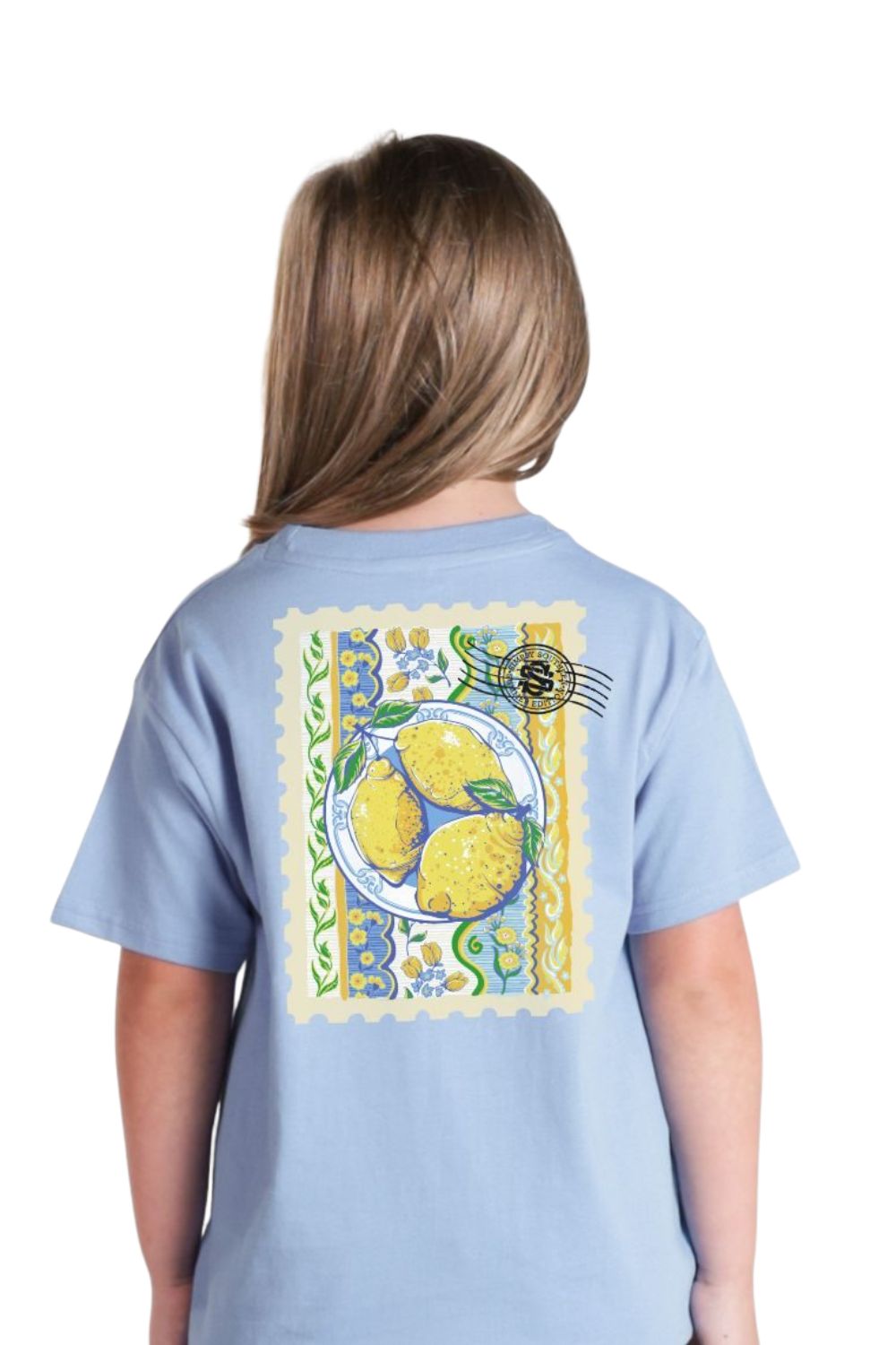 Simply Southern Youth Lemons T-Shirt for Girls in Washed Blue