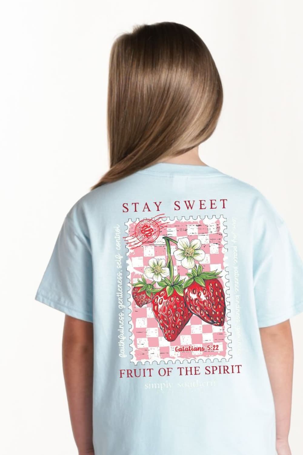 Simply Southern Youth Fruit of the Spirit T-Shirt for Girls in Ice
