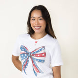 Americana Bow Graphic T-Shirt for Women in White