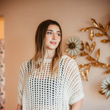  Crochet Short Sleeve Sweater for Women in Natural