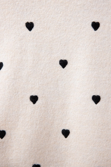 Embroidered Hearts Sweater for Women in Cream/Black