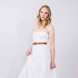 Smocked Bodice Tiered Maxi Dress for Women in White