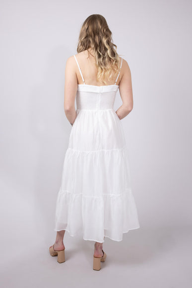 Smocked Bodice Tiered Maxi Dress for Women in White