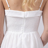 Smocked Bodice Tiered Maxi Dress for Women in White