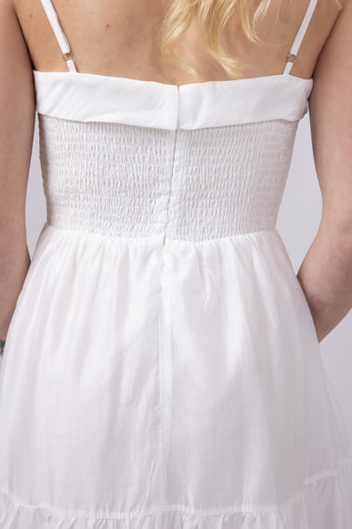 Smocked Bodice Tiered Maxi Dress for Women in White