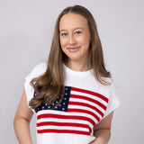 American Flag Sweater for Women in White