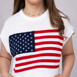American Flag Sweater for Women in White