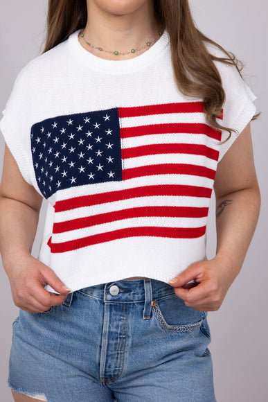 American Flag Sweater for Women in White