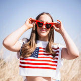American Flag Sweater for Women in White