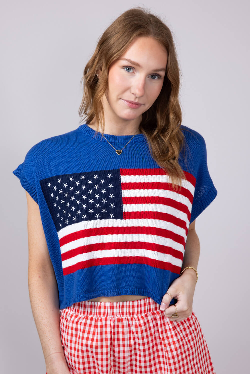 American Flag Sweater for Women in Blue