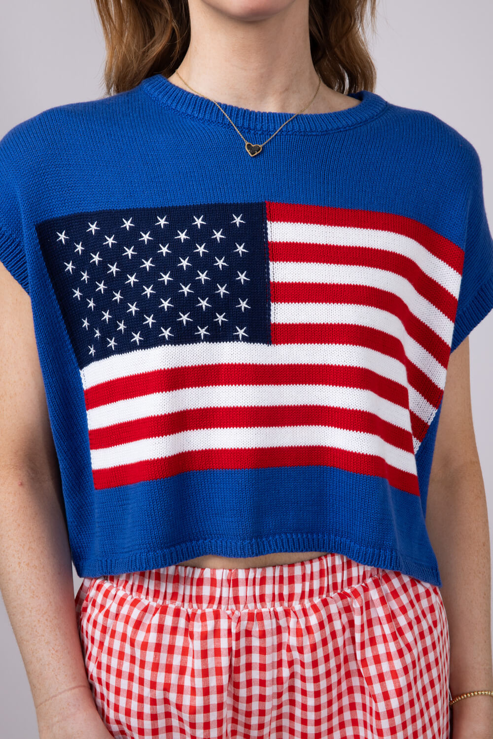 American Flag Sweater for Women in Blue