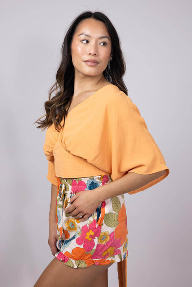 Paperbag Floral Tie Waist Ruffle Shorts for Women in Multi