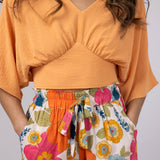 Paperbag Floral Tie Waist Ruffle Shorts for Women in Multi
