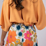 Paperbag Floral Tie Waist Ruffle Shorts for Women in Multi