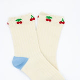 Cherries Socks for Women in Blue