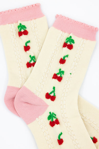 Cherries Socks for Women in Pink