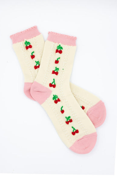 Cherries Socks for Women in Pink