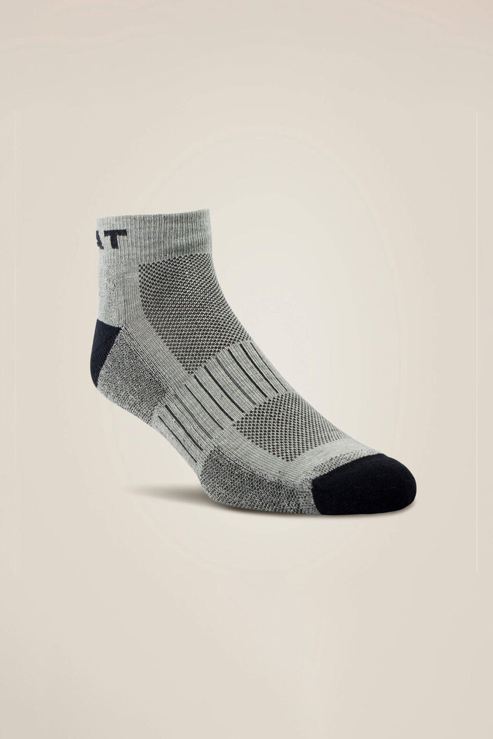 Ariat High Performance Quarter Crew Tek Work Socks 3 Pair Pack in Grey
