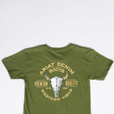 Ariat Youth Bison Skull T-Shirt for Boys in Green