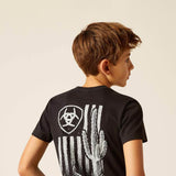 Ariat Youth Cactus Flag T-Shirt for Boys in Black