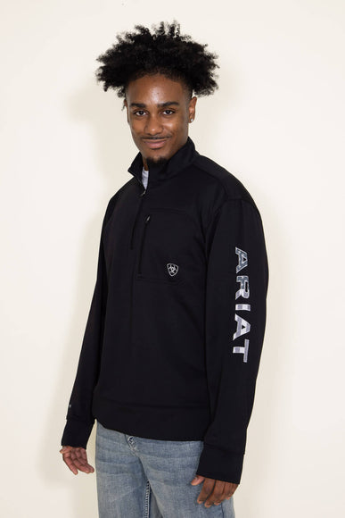 Ariat Team Logo 1/4 Zip Sweatshirt for Men in Black