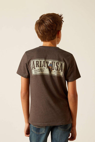 Ariat Youth Rider Label T-Shirt for Boys in Charcoal Heather