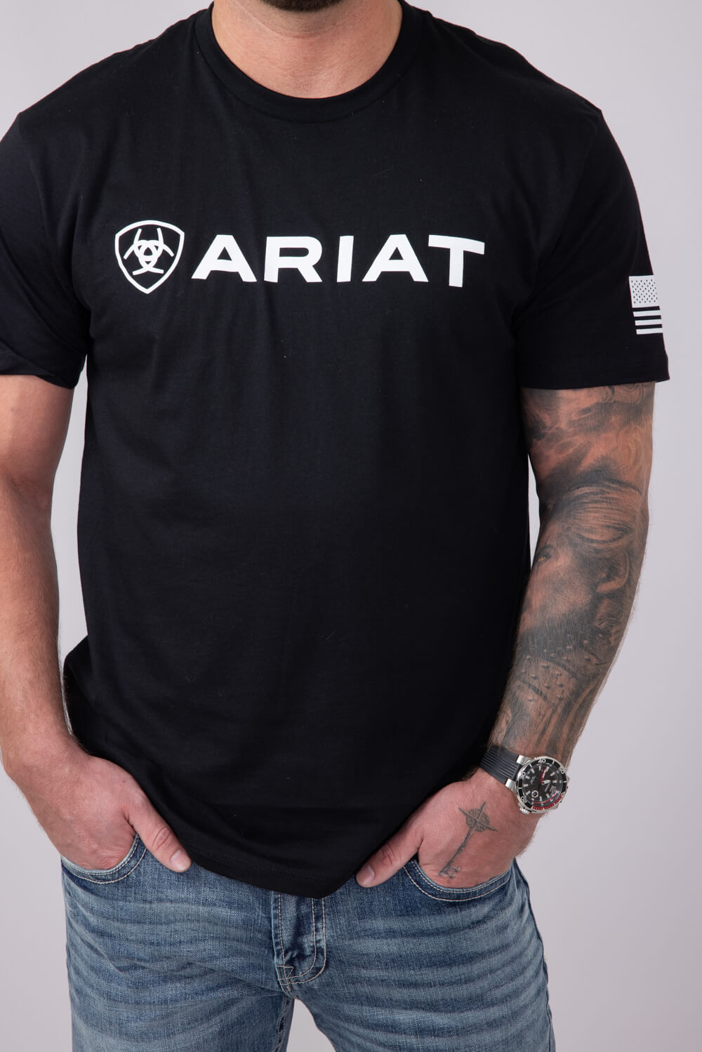 Ariat Shield Flag T-Shirt for Men in Black