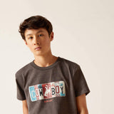 Ariat Youth License Plate Cowboy T-Shirt for Boys in Grey