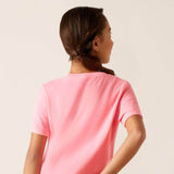 Ariat Youth Rainbow Script T-Shirt for Girls in Pink