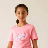 Ariat Youth Rainbow Script T-Shirt for Girls in Pink