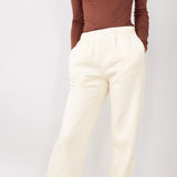 Back Bow Wide Leg Sweatpants for Women in Cream