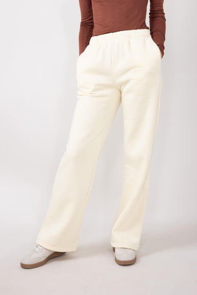 Back Bow Wide Leg Sweatpants for Women in Cream
