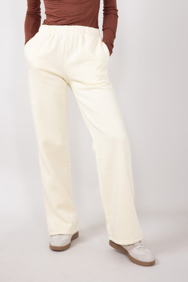 Back Bow Wide Leg Sweatpants for Women in Cream