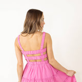 Open Back Elastic Band Mini Dress for Women in Pink