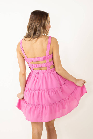 Open Back Elastic Band Mini Dress for Women in Pink
