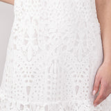 Square Neckline Lace Dress for Women in White