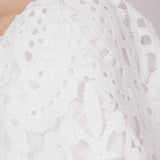 Square Neckline Lace Dress for Women in White