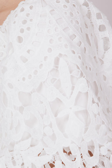 Square Neckline Lace Dress for Women in White