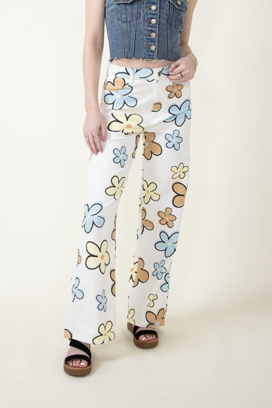 Bailey Rose Wide Leg Floral Printed Pants for Women in Off White