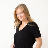 Basic V-Neck Short Sleeve T-Shirt for Women in Black