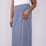 Ditsy Floral Midi Skirt for Women in Dusty Blue 