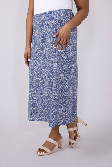 Ditsy Floral Midi Skirt for Women in Dusty Blue 