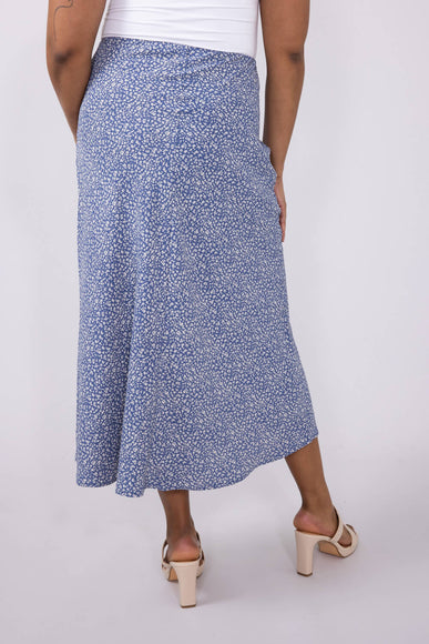 Ditsy Floral Midi Skirt for Women in Dusty Blue 