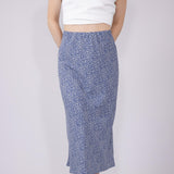 Ditsy Floral Midi Skirt for Women in Dusty Blue 