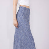 Ditsy Floral Midi Skirt for Women in Dusty Blue 