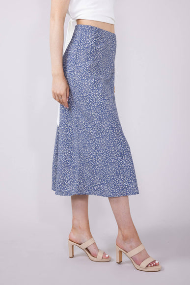 Ditsy Floral Midi Skirt for Women in Dusty Blue 