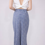 Ditsy Floral Midi Skirt for Women in Dusty Blue 