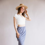 Ditsy Floral Midi Skirt for Women in Dusty Blue 