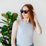 Seamless Double Layer Knit Tank Top for Women in Powder Blue