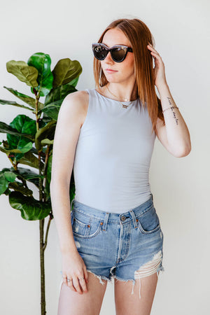 Seamless Double Layer Knit Tank Top for Women in Powder Blue